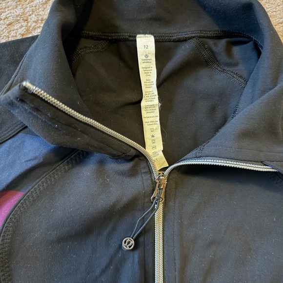 Lululemon Jacket Womens 12 Black Rainbow Striped Full Zip Athelisure Gym - Picture 2 of 2